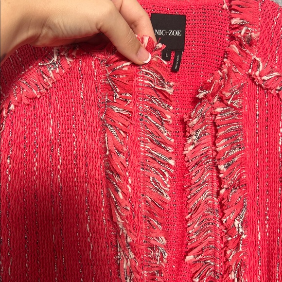 Nic + Zoe women’s open front fringe knit blazer NEW WITH TAGS SIZE L - Picture 6 of 7